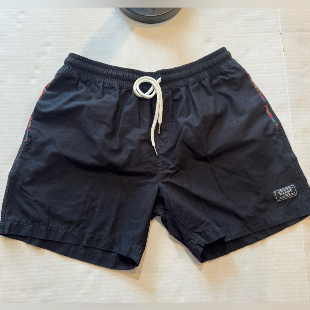 Black Men's Elastic-Waist Swim/Active Shorts with Drawstring